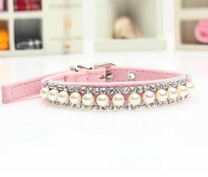 Pearl Crystal Necklace Cat Collar
