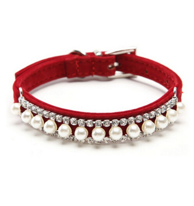 Pearl Crystal Necklace Cat Collar